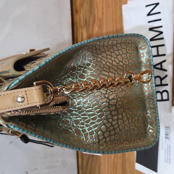 💛🔹️Brahmin 🔹️Small Caroline Mineral Blue  Fremont Genuine Leather Satchel - Picture 11 of 11